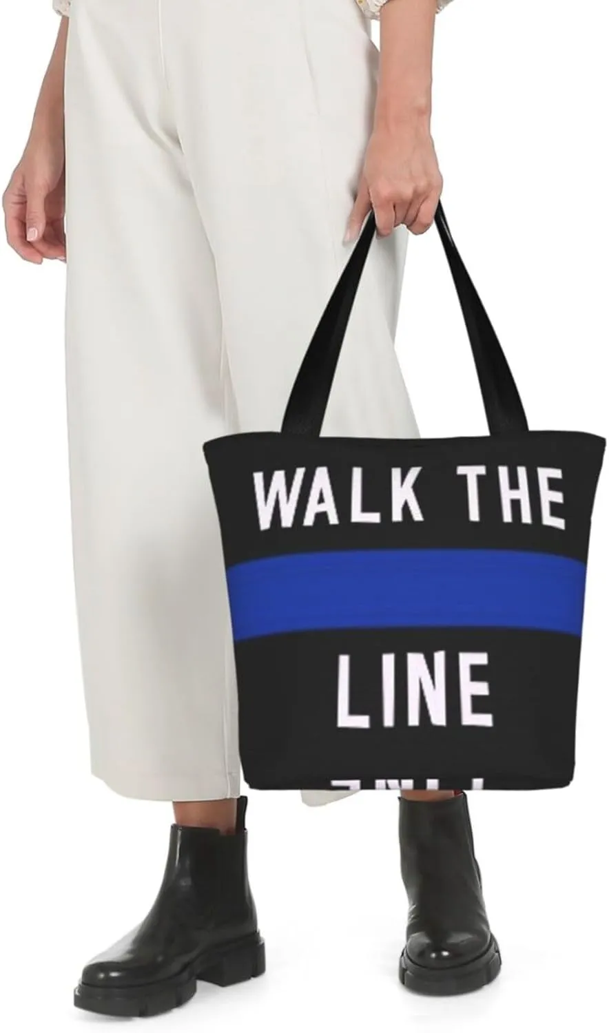 Thin Blue Line Women's Tote Bag Lightweight Shoulder Bag Shopping Handbag Large Capacity Handbag With Zipper