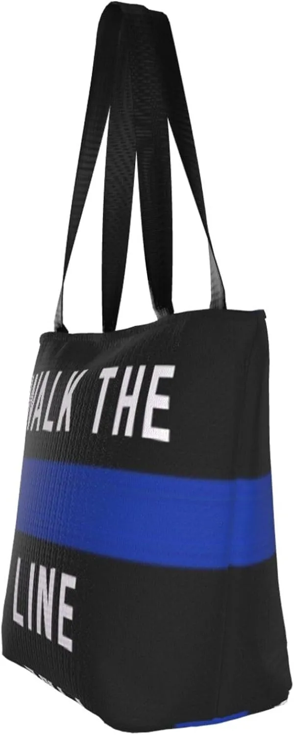 Thin Blue Line Women's Tote Bag Lightweight Shoulder Bag Shopping Handbag Large Capacity Handbag With Zipper