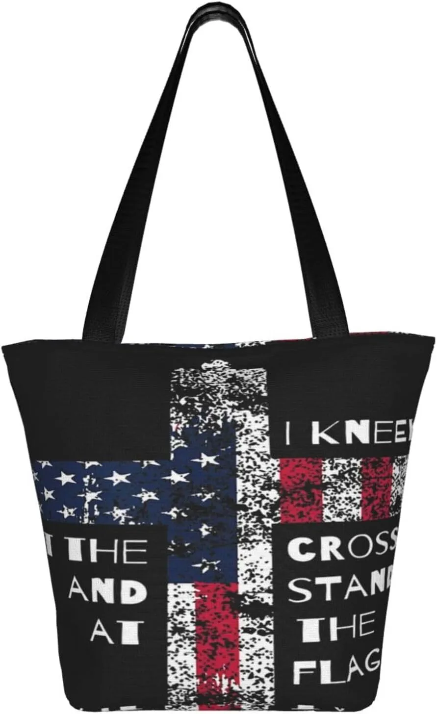 Thin Blue Line Women's Tote Bag Lightweight Shoulder Bag Shopping Handbag Large Capacity Handbag With Zipper