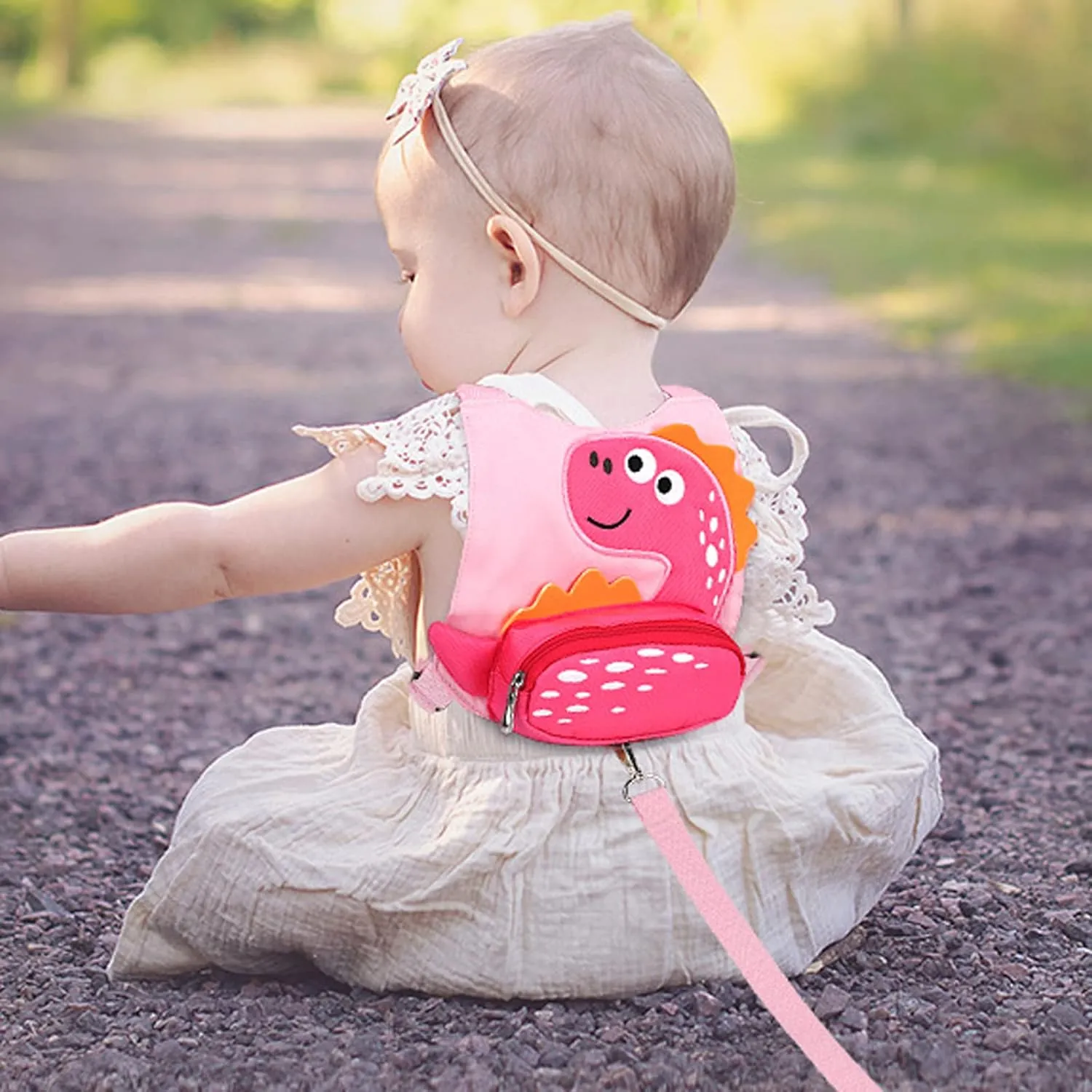 Toddler Leash Harness   Anti Lost Wrist Link, Accmor Cute Dinosaur Kids Harnesses with Leashes,3 in 1 Baby Walking Wristband Child Outdoor Anti-lsot Tether Rope Reins for Chidren Girls (Pink)