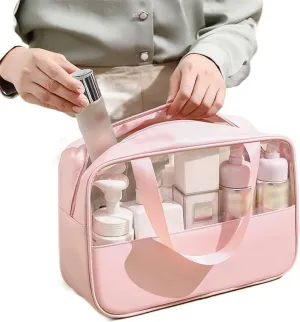 Toiletry Bag Portable Cosmetic Pouch Women Translucent Makeup Bag Large-Capacity Bath Wash Bag Multifunction Travel Waterproof Storage Case