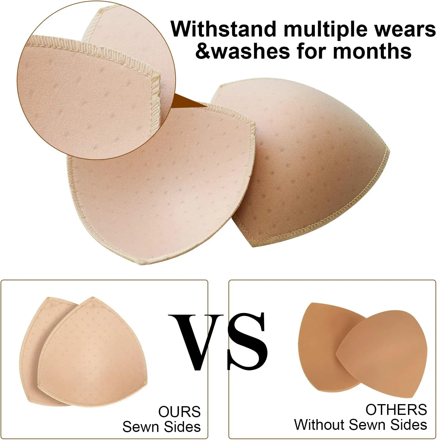TopBine Removable Bra Pads Inserts Women's Comfy Sports Cups Bra Insert for BIkini Top Swimsuit