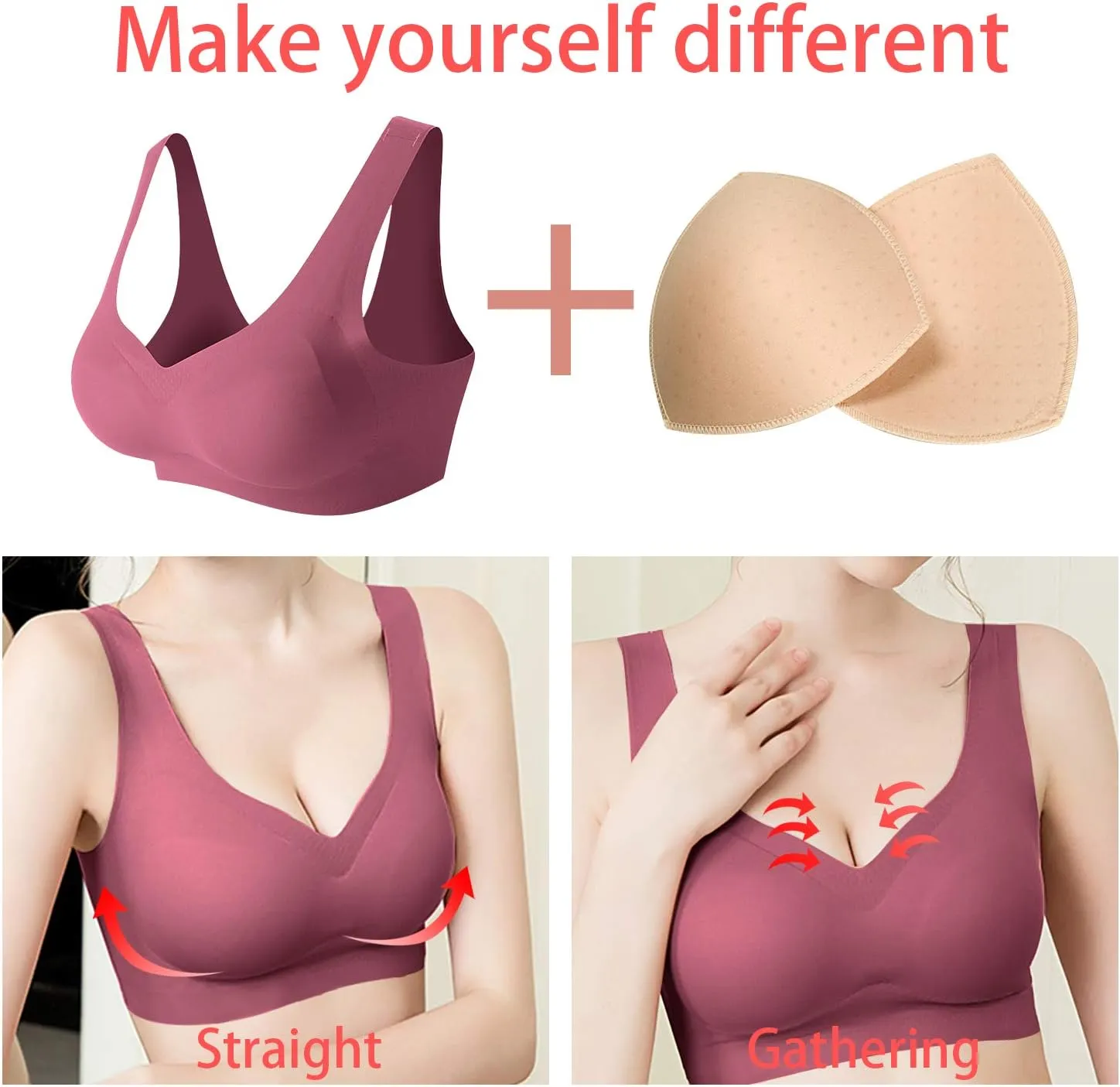 TopBine Removable Bra Pads Inserts Women's Comfy Sports Cups Bra Insert for BIkini Top Swimsuit