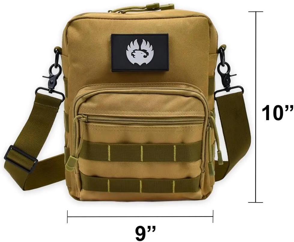 Torch Small Messenger Bag MOLLE Tactical Satchel Courier Pack Single Strap Shoulder Sling for Every Day Carry Gear