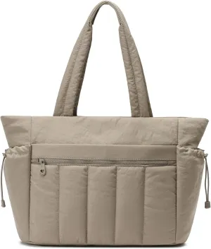 Tote Bag for Women, Lightweight Puffer Tote Bag with Compartments, Quilted Shoulder Bag Handbag with Zipper for Work