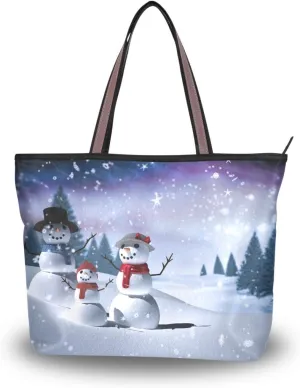 Tote Bag for Women with Zipper and Pockets,Polyester Tote Bag Pattern Tote Purse Women Handbag