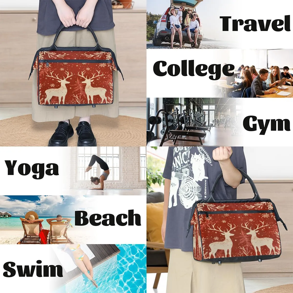 Tote Bag for Women with Zipper, Lightweight Travel Tote Bag Large Shoulder Bag Handbag for Work, Gym