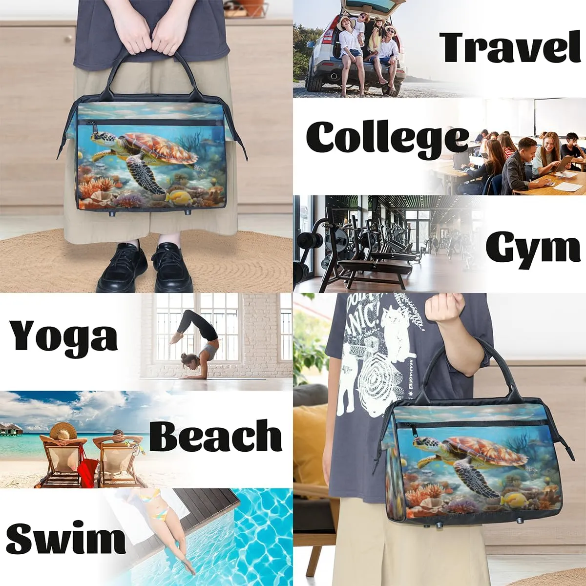 Tote Bag for Women with Zipper, Lightweight Travel Tote Bag Large Shoulder Bag Handbag for Work, Gym