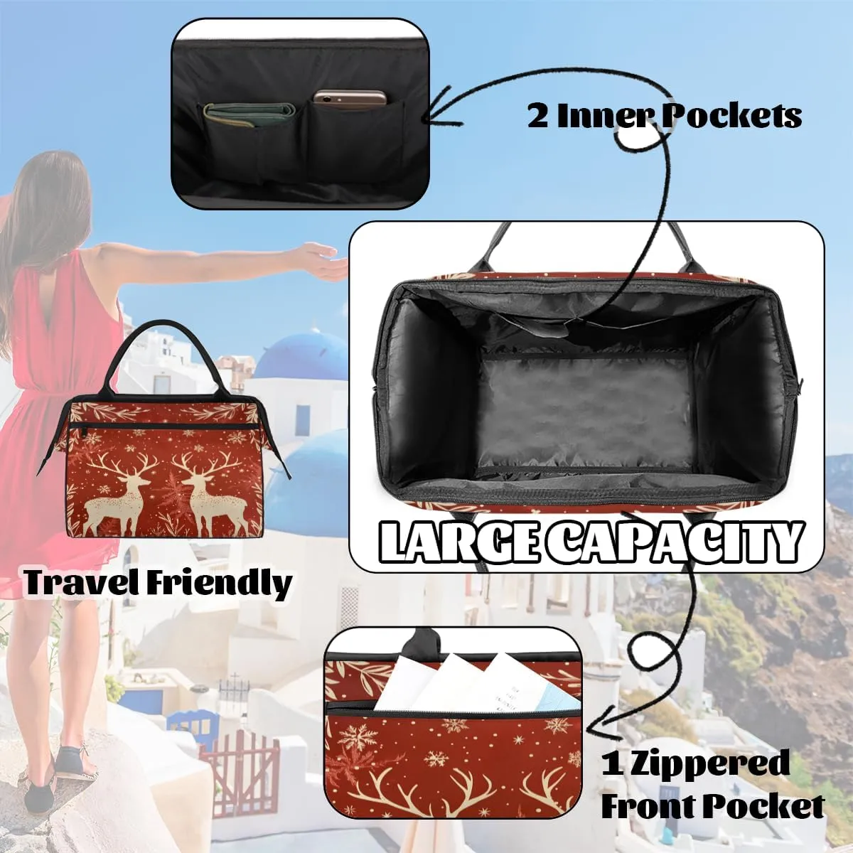 Tote Bag for Women with Zipper, Lightweight Travel Tote Bag Large Shoulder Bag Handbag for Work, Gym