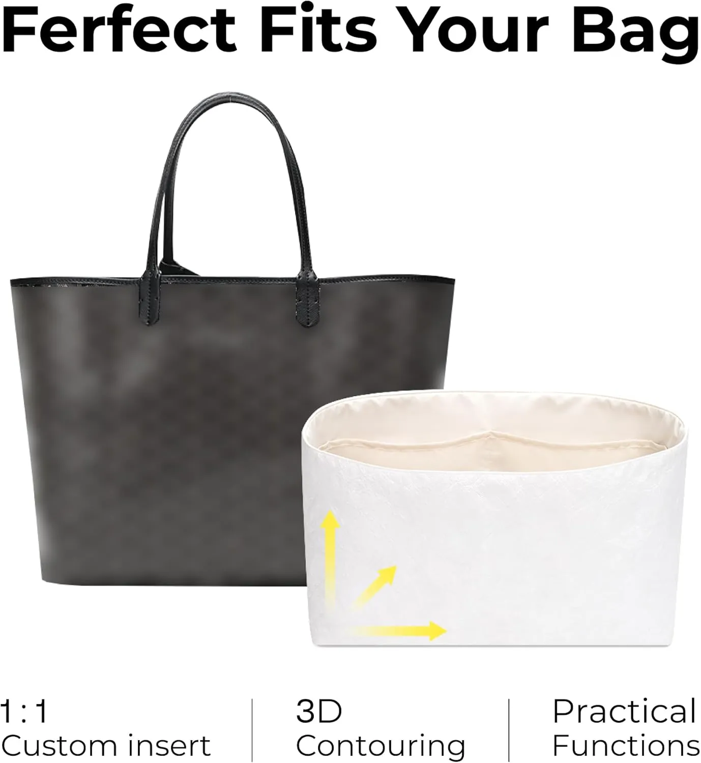 Tote Bag Organizer Insert for GOYARD Saint Louis GM Bag, Custom Fit Inside Premium Craie Lightweight WaterResistant Purse Insert with Cup Holder Accessories