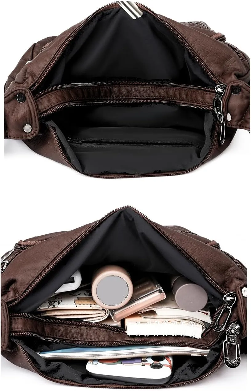 Tote Bags Crossbody for Women, Shoulder Purse Soft Leather Handbags Lightweight with Zip Closure Working Trave