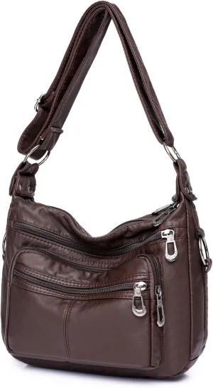 Tote Bags Crossbody for Women, Shoulder Purse Soft Leather Handbags Lightweight with Zip Closure Working Trave