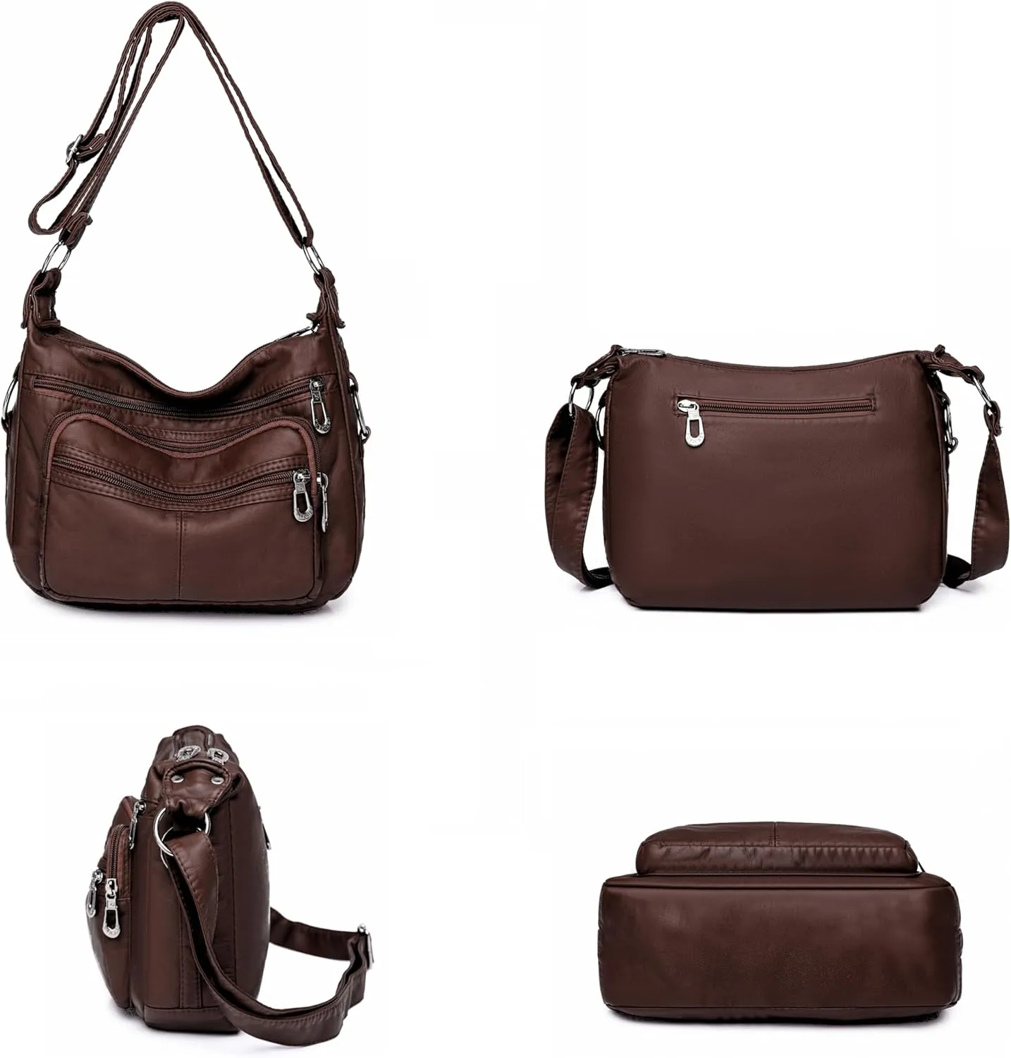 Tote Bags Crossbody for Women, Shoulder Purse Soft Leather Handbags Lightweight with Zip Closure Working Trave