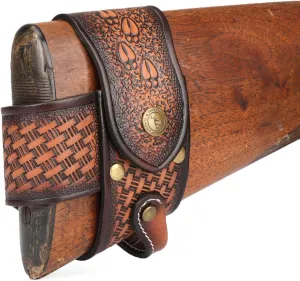 TOURBON Leather No Drill Buttstock Harnessed Rifle Gun Sling Adapter