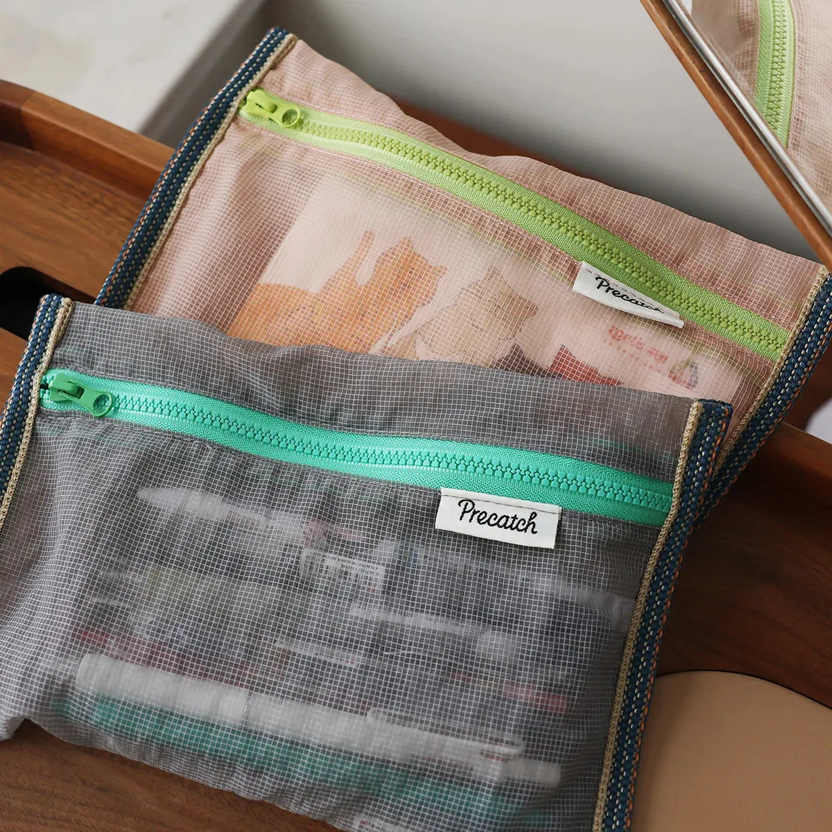 Translucent mesh nylon storage bag