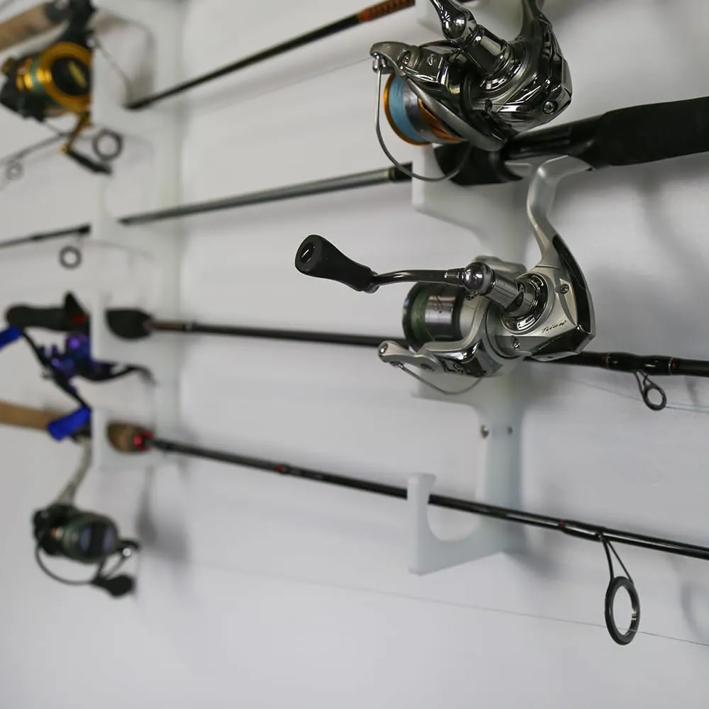 TRAPSKI Made in The USA Fishing Rod/Pole Holder Rack Organizers | Wall or Boat Mounting Fishing Rod Rack | Marine Grade HDPE Plastic | Pole Holder for up to 3 Rods | Stackable