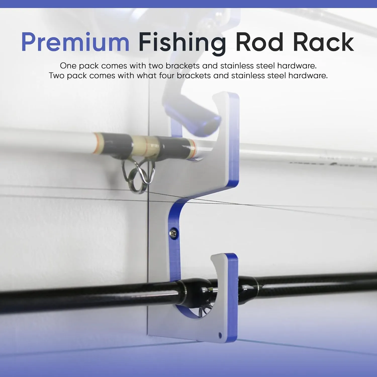 TRAPSKI Made in The USA Fishing Rod/Pole Holder Rack Organizers | Wall or Boat Mounting Fishing Rod Rack | Marine Grade HDPE Plastic | Pole Holder for up to 3 Rods | Stackable