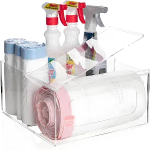 Trash Bag Dispenser, 2 in 1 Acrylic Kitchen Organizers and Storage Under Sink Storage Box, Large Bag Container with Lid for 13 30 33 Gallon Garbage Bag