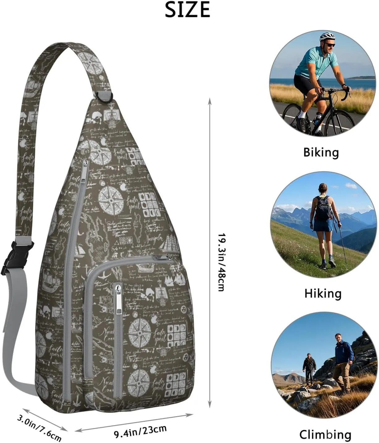 Trave Theme Moon Crossbody Bag Daypack for Women Men Lightweight Waterproof Sling Bag Backpack Hiking Cycling