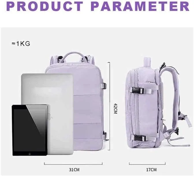 Travel Backpack, Durable, Lightweight, Multiple Compartments (Cyan), Large