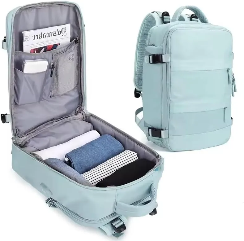 Travel Backpack, Durable, Lightweight, Multiple Compartments (Cyan), Large
