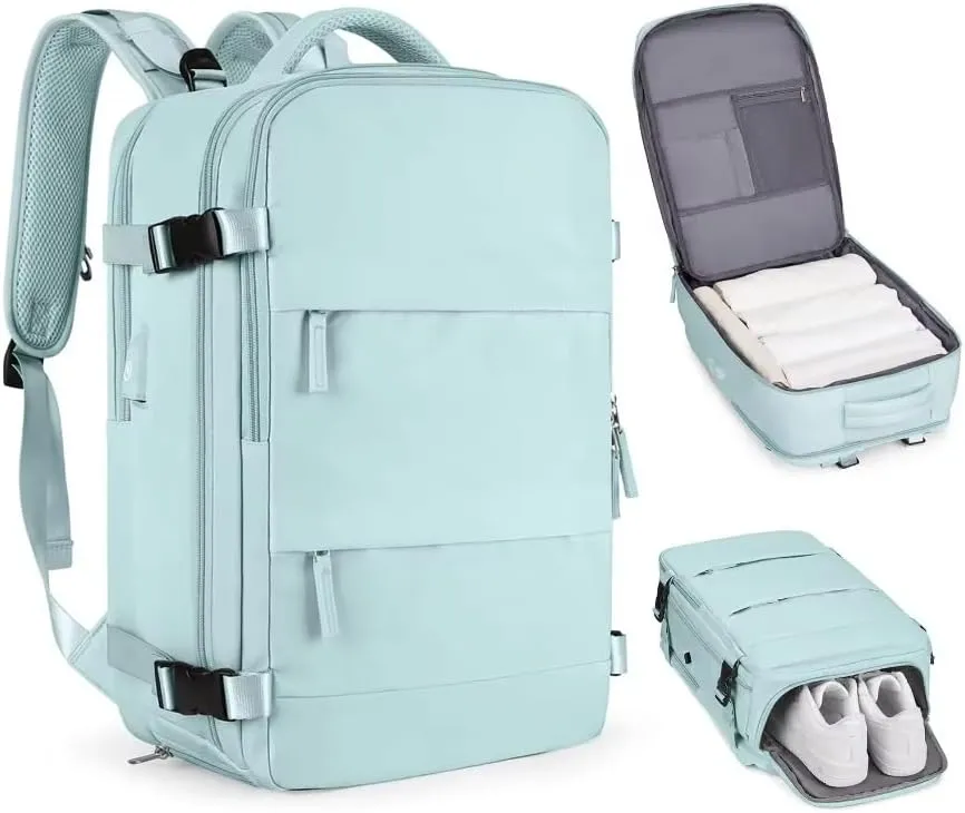 Travel Backpack, Durable, Lightweight, Multiple Compartments (Cyan), Large