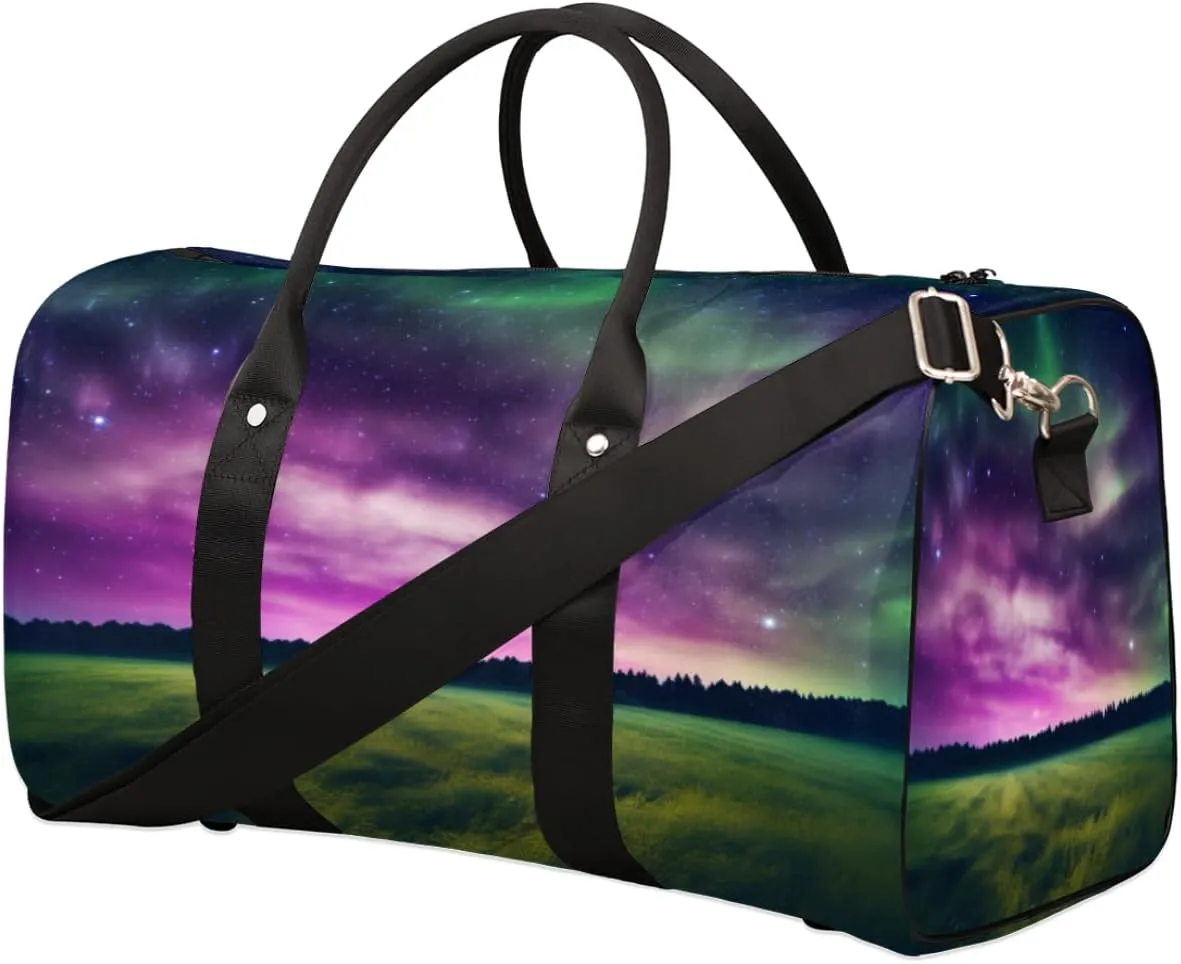 Travel Duffel Bag for Men & Women, Foldable Sports Gym Bag Tote Bag with Adjustable Shoulder Straps,Galaxy Nebula Starry Sky Overnight Weekender Carry On Bag for Workout, Yoga, Swimming