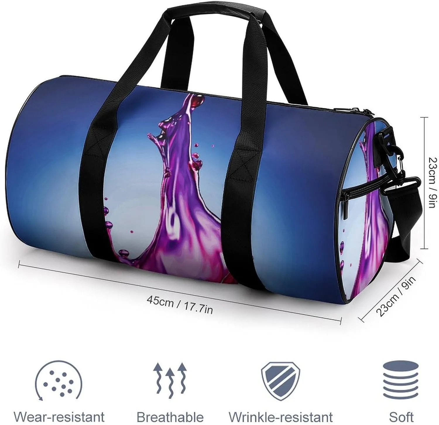 Travel Duffel Bag for Men And Women,A Drop of Purple Liquid Waterproof Sports Fitness Bag Portable Travel Duffel Bag