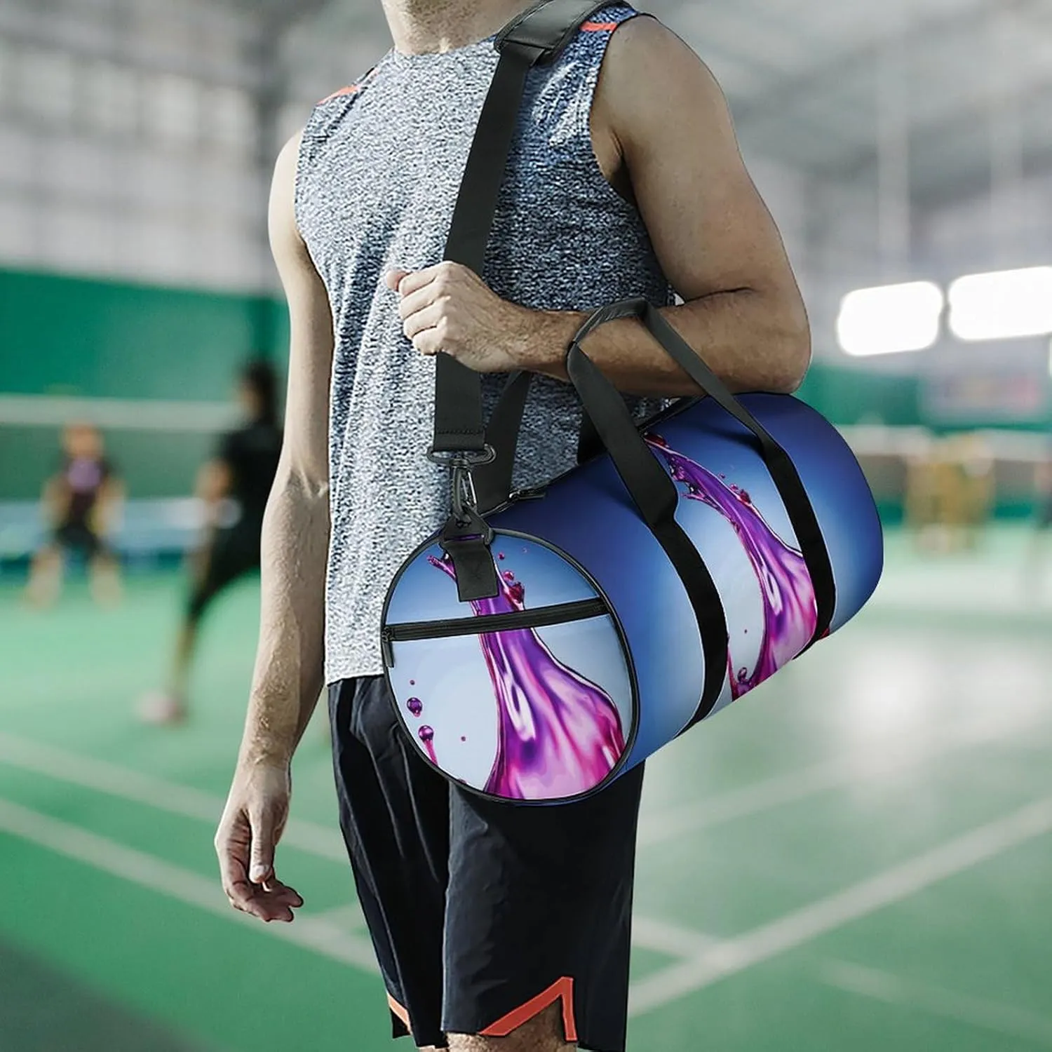 Travel Duffel Bag for Men And Women,A Drop of Purple Liquid Waterproof Sports Fitness Bag Portable Travel Duffel Bag