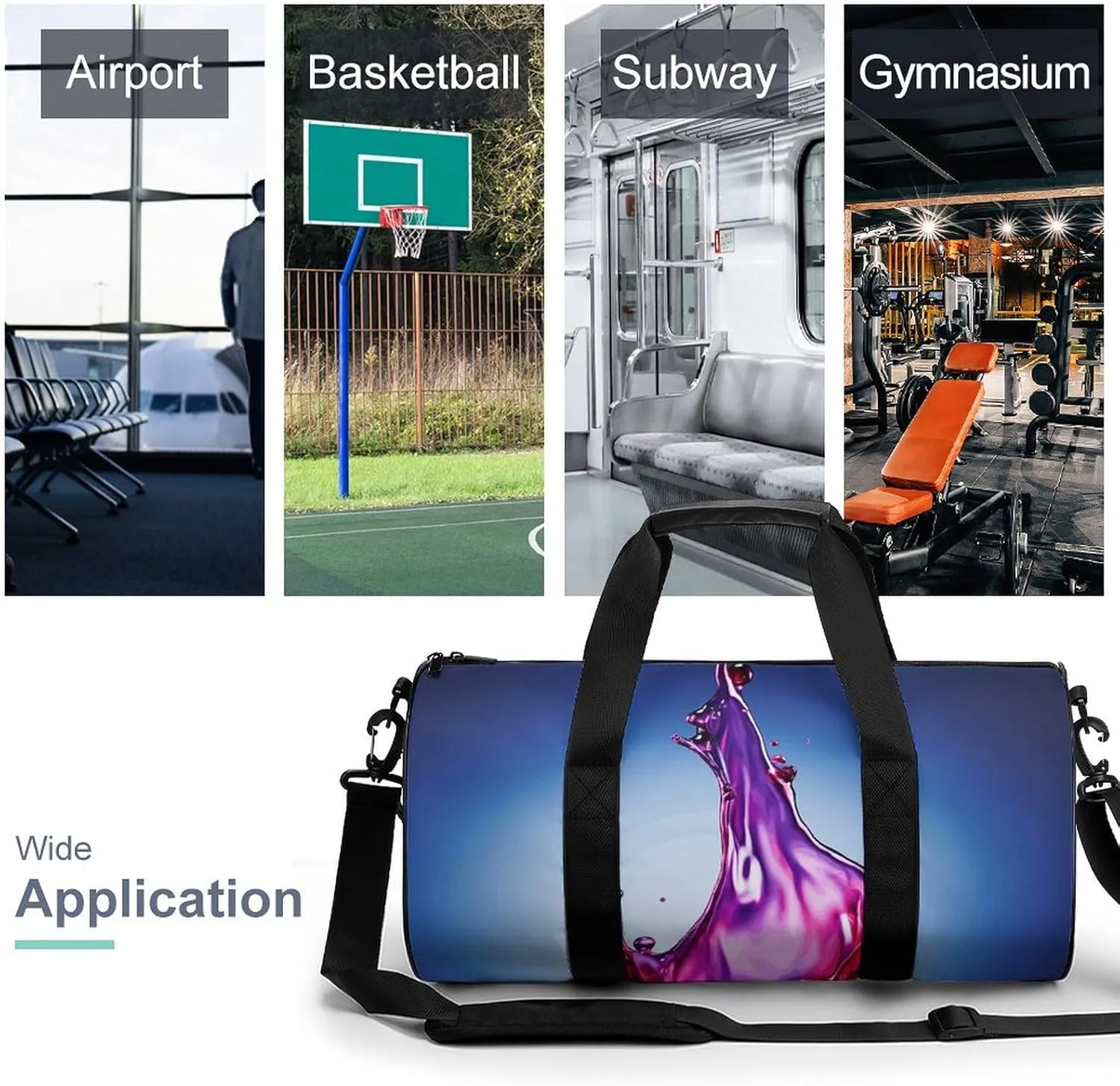 Travel Duffel Bag for Men And Women,A Drop of Purple Liquid Waterproof Sports Fitness Bag Portable Travel Duffel Bag