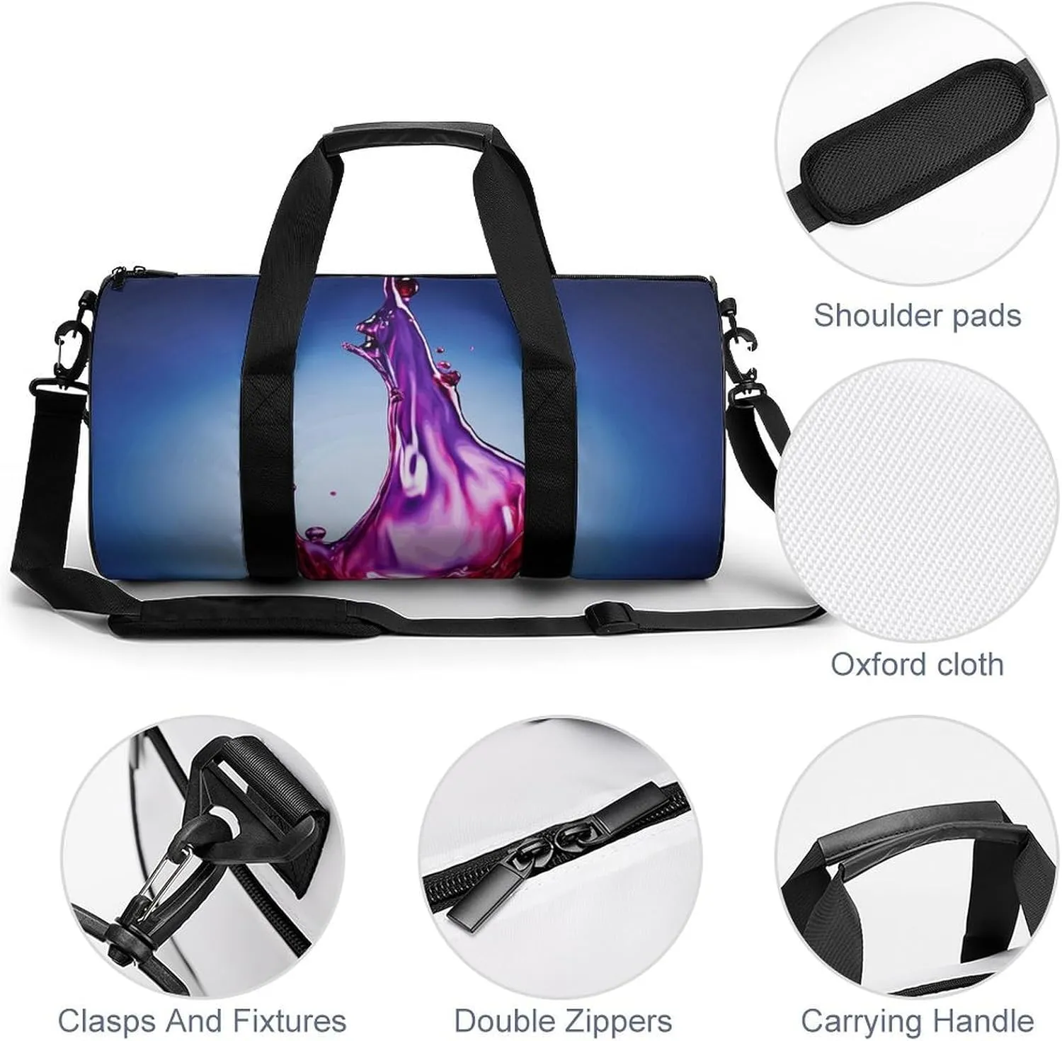 Travel Duffel Bag for Men And Women,A Drop of Purple Liquid Waterproof Sports Fitness Bag Portable Travel Duffel Bag