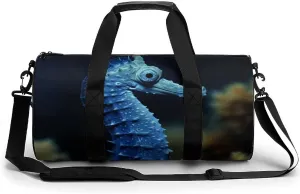Travel Duffel Bag for Men And Women,Blue Seahorse Waterproof Sports Fitness Bag Portable Travel Duffel Bag