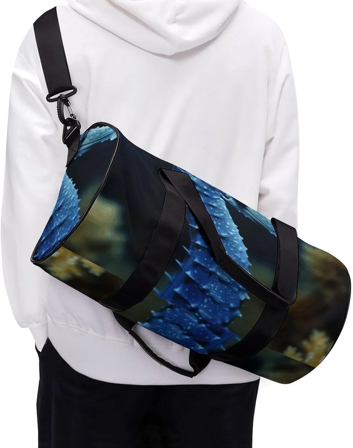 Travel Duffel Bag for Men And Women,Blue Seahorse Waterproof Sports Fitness Bag Portable Travel Duffel Bag