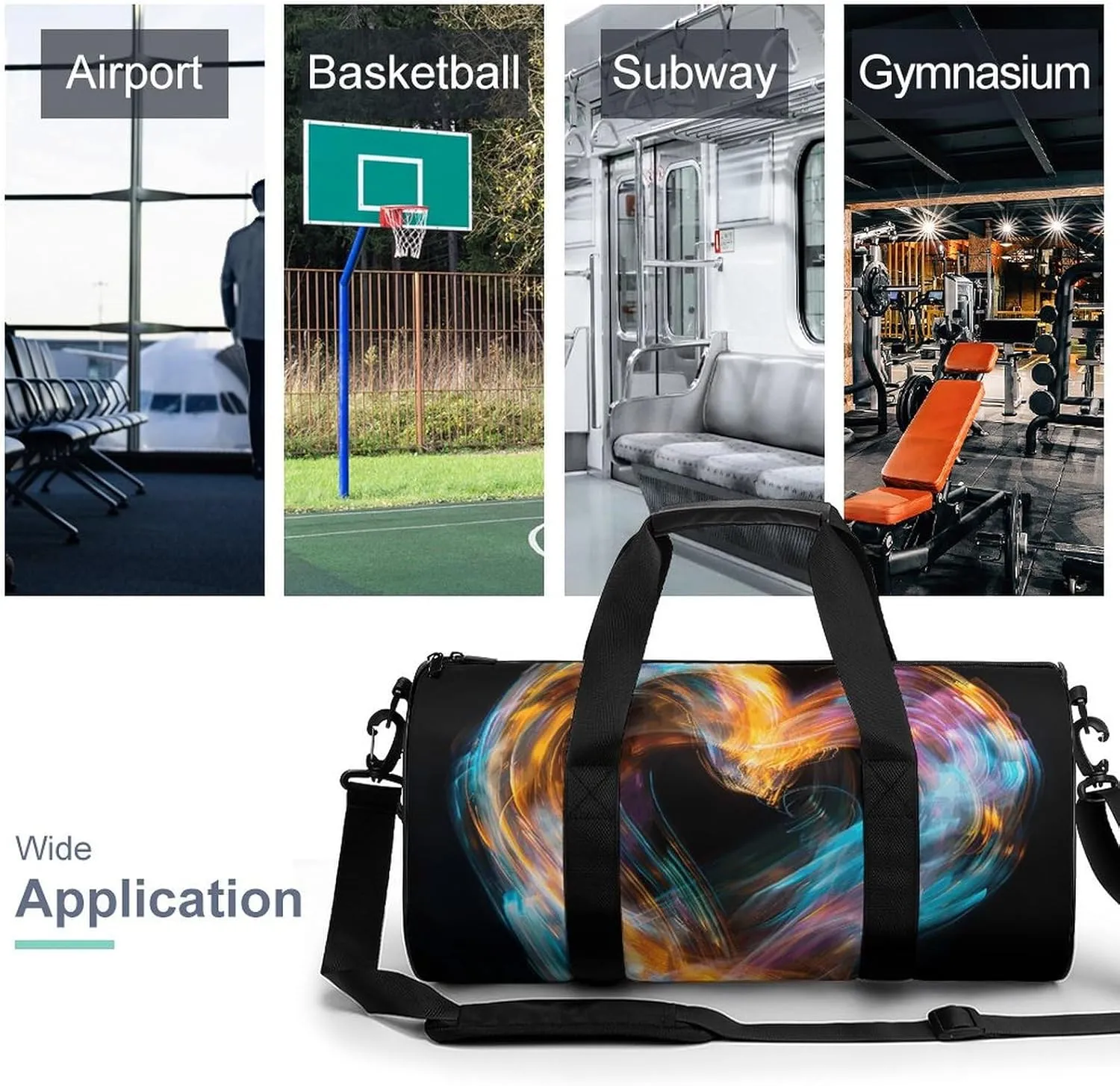 Travel Duffel Bag for Men And Women,Bright Heart Shape Waterproof Sports Fitness Bag Portable Travel Duffel Bag