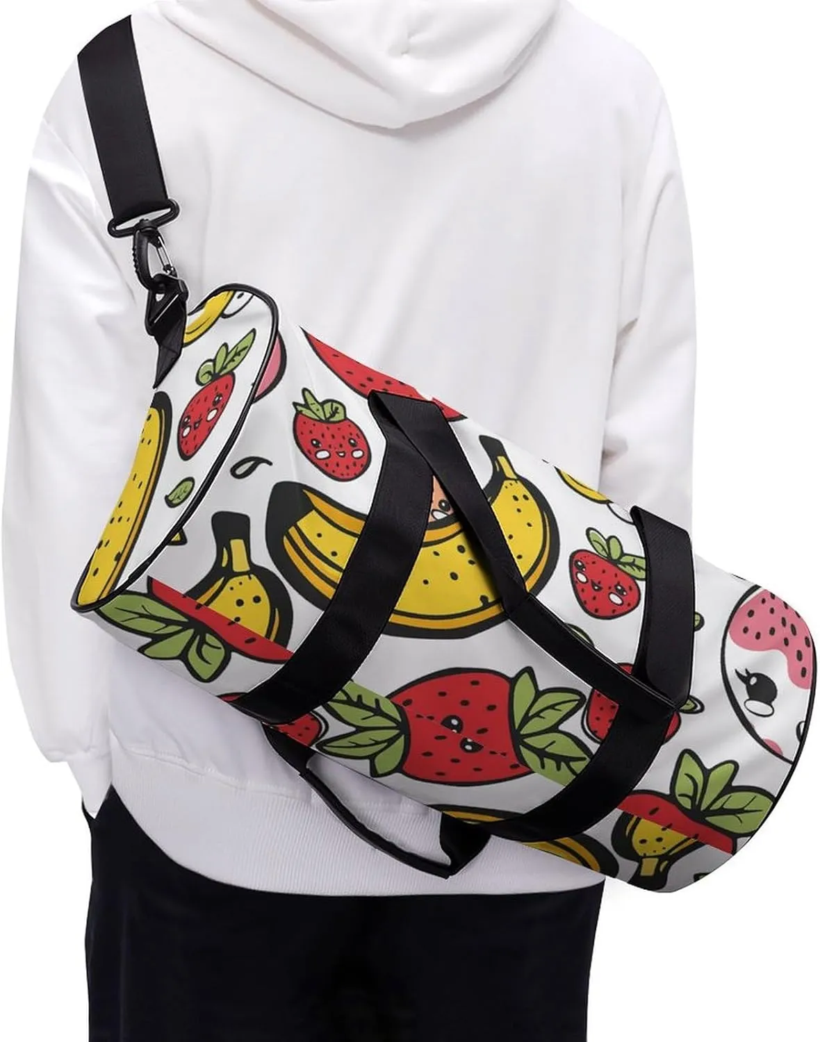 Travel Duffel Bag for Men And Women,Cartoon Fruit Pattern Waterproof Sports Fitness Bag Portable Travel Duffel Bag