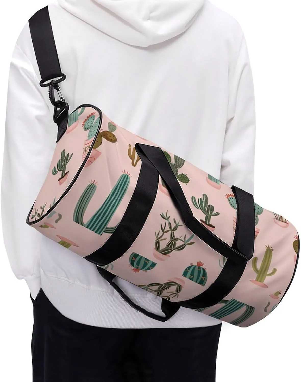 Travel Duffel Bag for Men And Women,Colorful Cactus Pattern Waterproof Sports Fitness Bag Portable Travel Duffel Bag, 17.7in/9in/9in