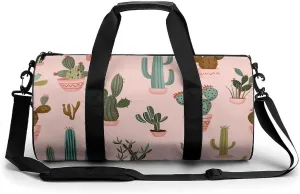 Travel Duffel Bag for Men And Women,Colorful Cactus Pattern Waterproof Sports Fitness Bag Portable Travel Duffel Bag, 17.7in/9in/9in