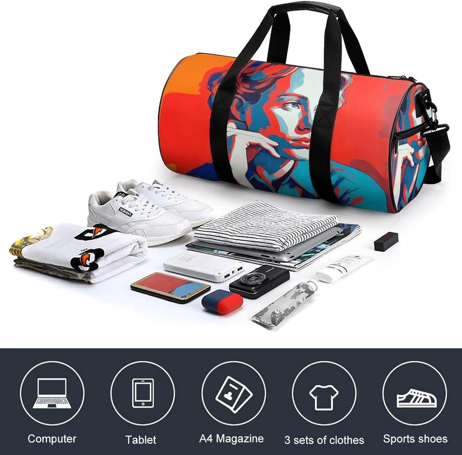 Travel Duffel Bag for Men And Women,Contemplative Pose Waterproof Sports Fitness Bag Portable Travel Duffel Bag