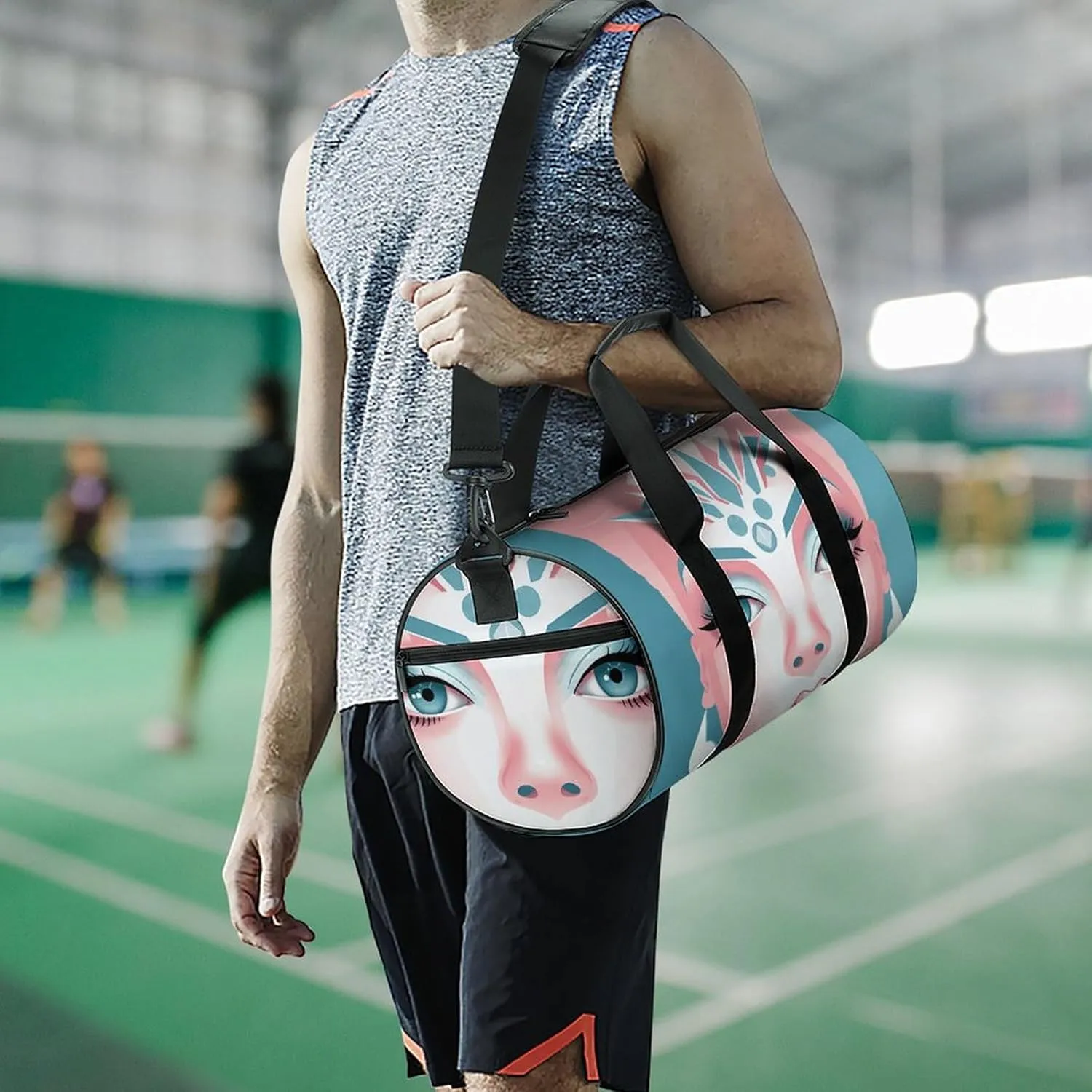 Travel Duffel Bag for Men And Women,Female Face Silhouette Waterproof Sports Fitness Bag Portable Travel Duffel Bag
