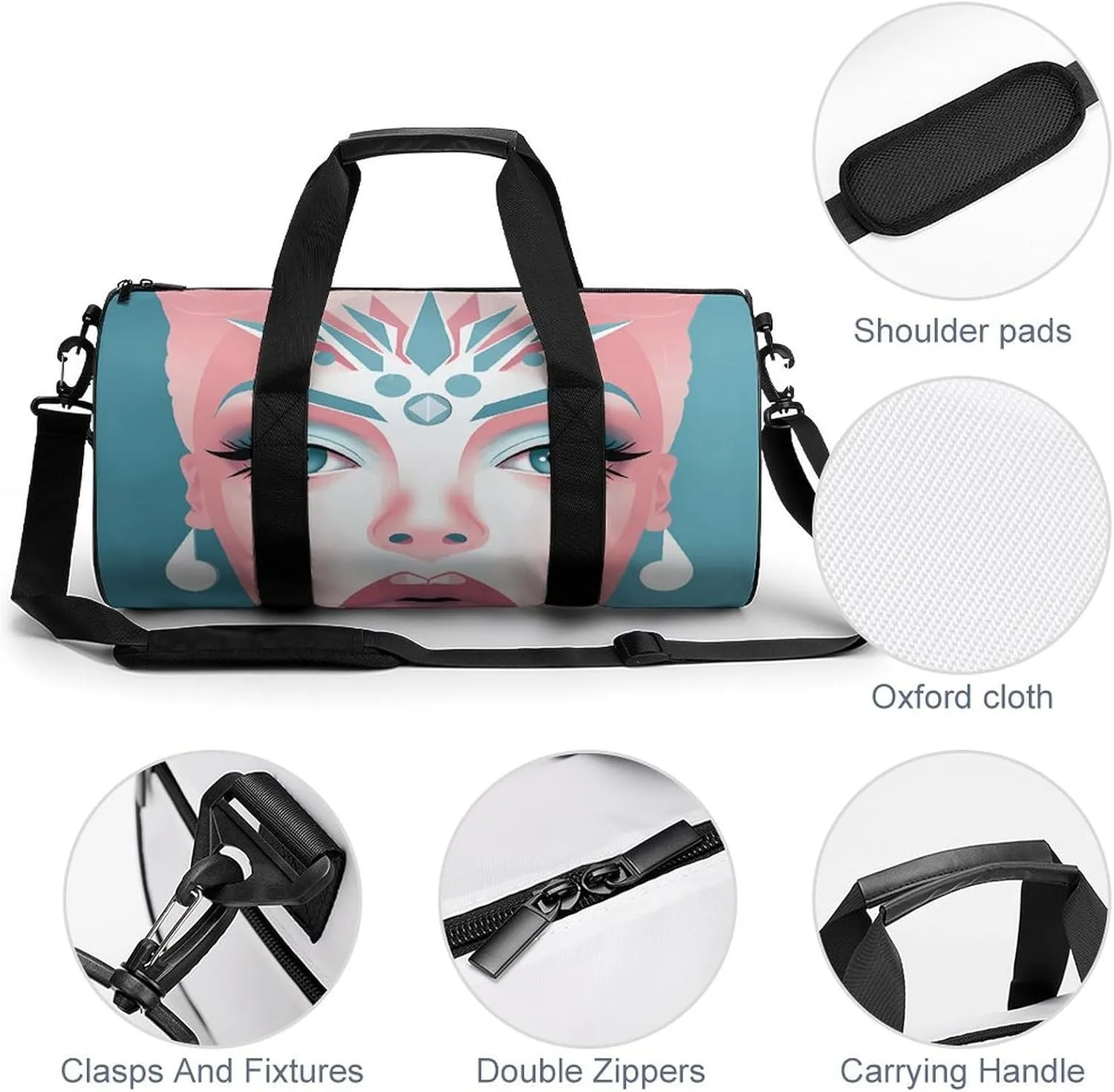 Travel Duffel Bag for Men And Women,Female Face Silhouette Waterproof Sports Fitness Bag Portable Travel Duffel Bag