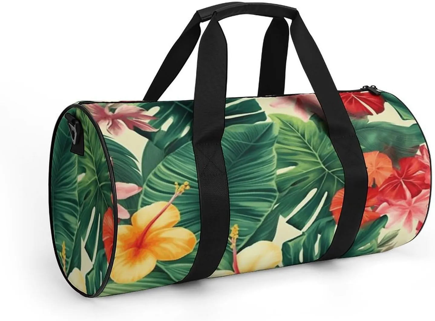 Travel Duffel Bag for Men And Women,Hojas Tropicales Y Flores Waterproof Sports Fitness Bag Portable Travel Duffel Bag