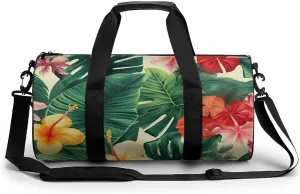Travel Duffel Bag for Men And Women,Hojas Tropicales Y Flores Waterproof Sports Fitness Bag Portable Travel Duffel Bag