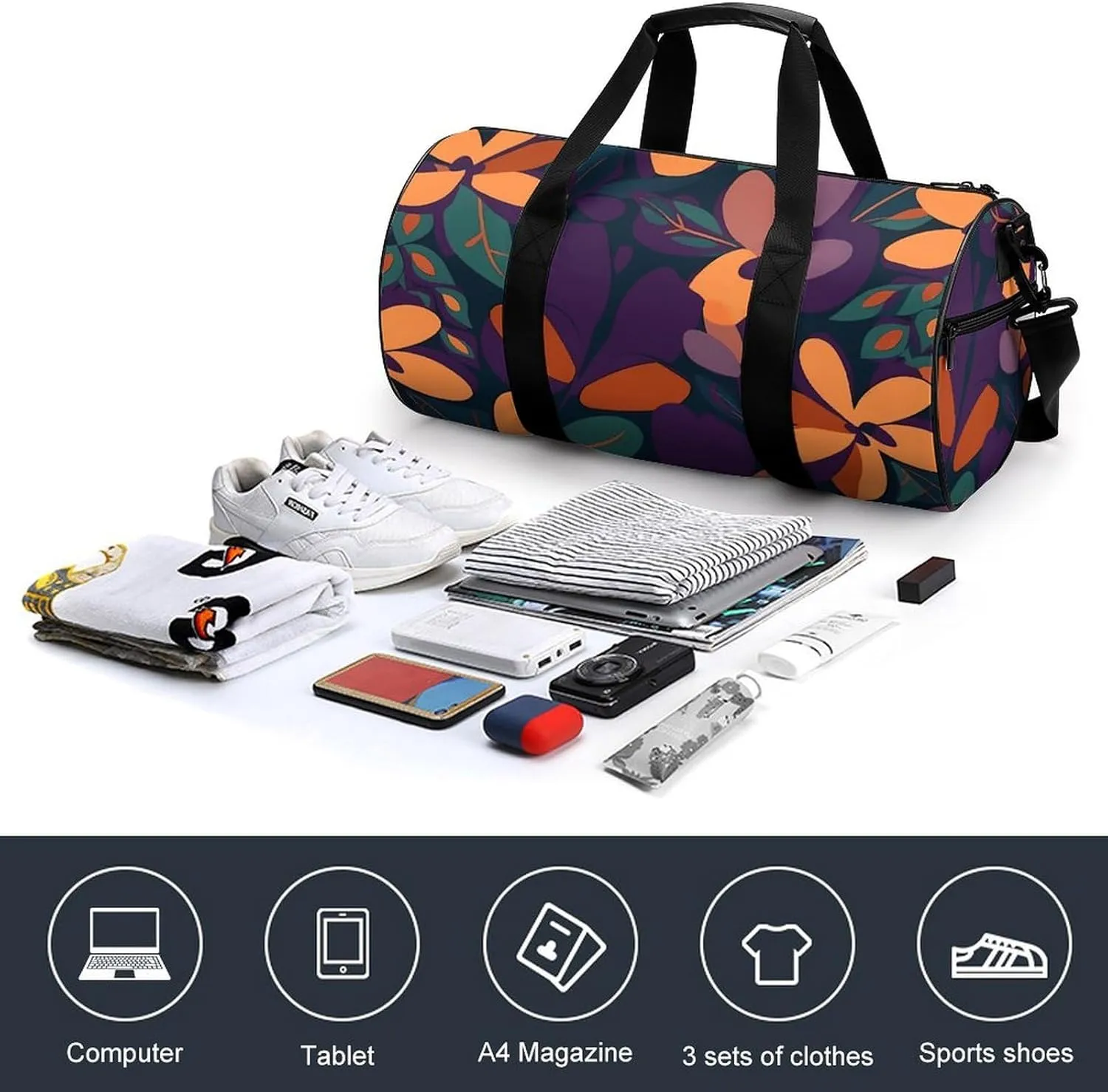 Travel Duffel Bag for Men And Women,Leaf Shape Waterproof Sports Fitness Bag Portable Travel Duffel Bag