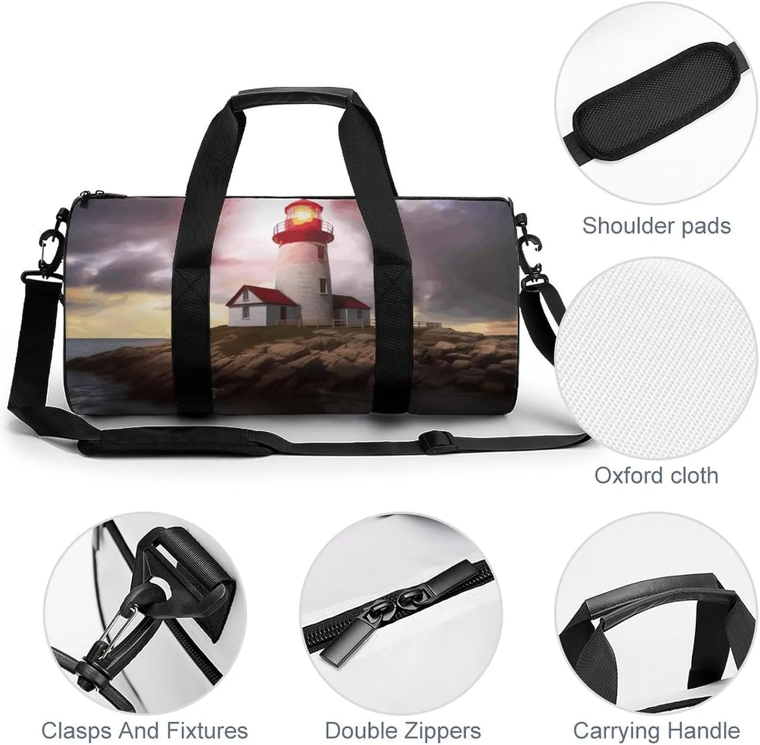 Travel Duffel Bag for Men And Women,Lighthouse Waterproof Sports Fitness Bag Portable Travel Duffel Bag
