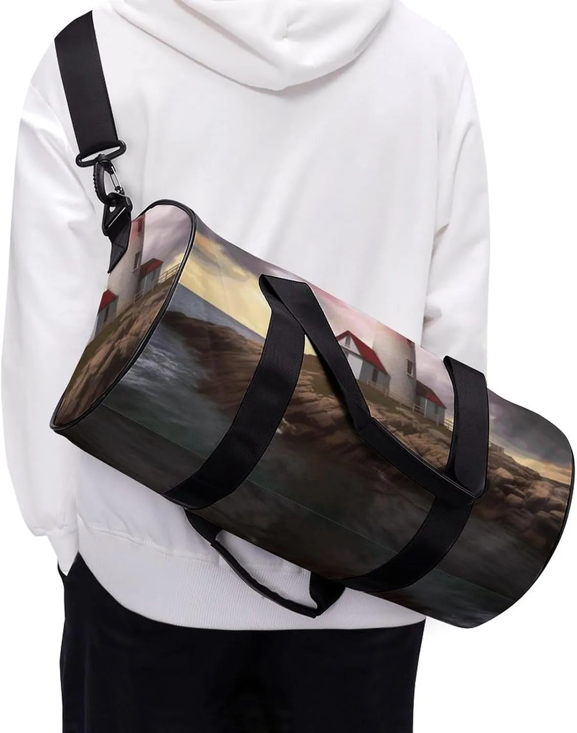 Travel Duffel Bag for Men And Women,Lighthouse Waterproof Sports Fitness Bag Portable Travel Duffel Bag