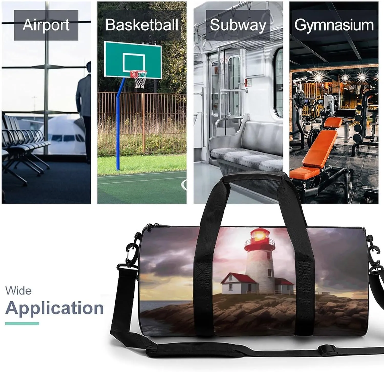 Travel Duffel Bag for Men And Women,Lighthouse Waterproof Sports Fitness Bag Portable Travel Duffel Bag