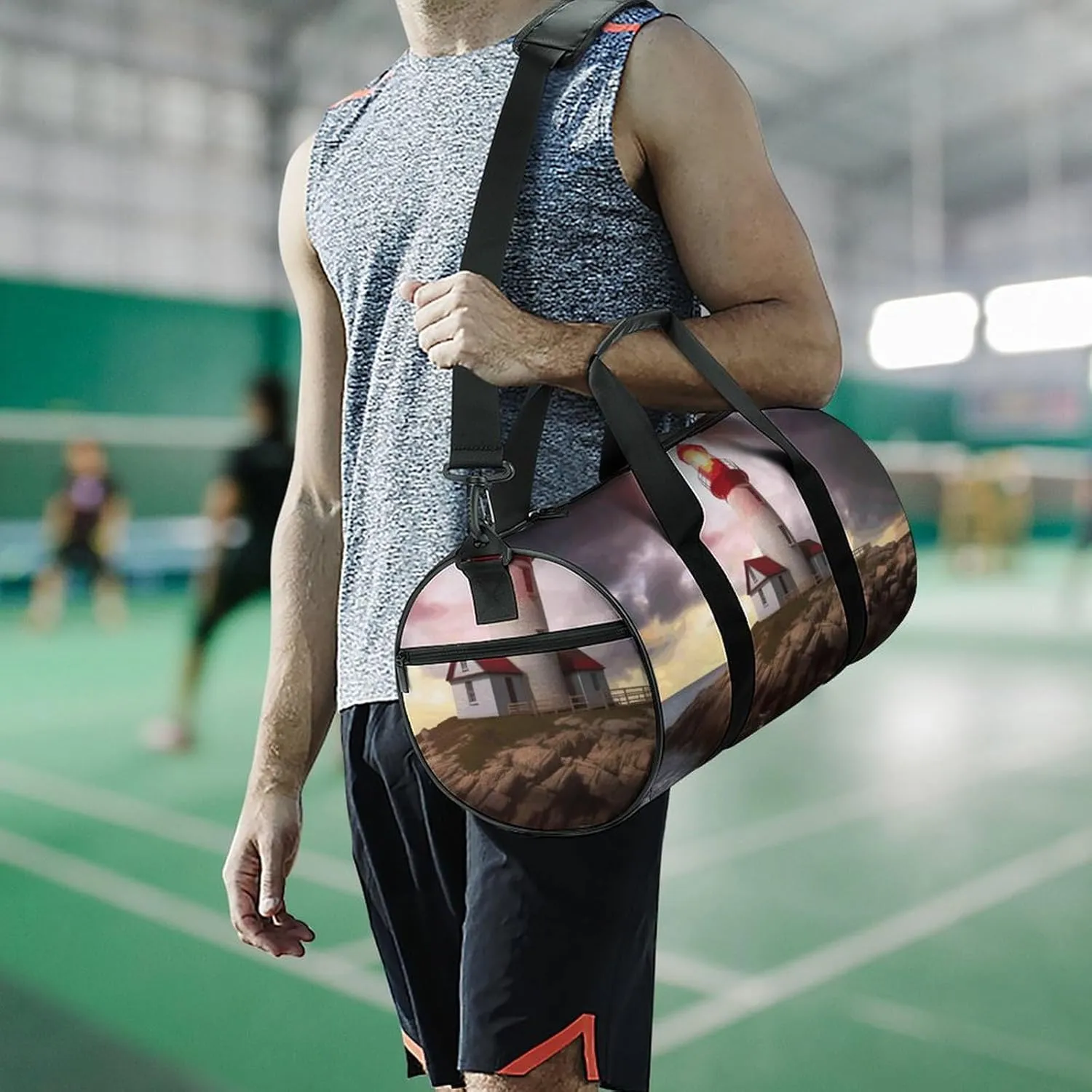Travel Duffel Bag for Men And Women,Lighthouse Waterproof Sports Fitness Bag Portable Travel Duffel Bag