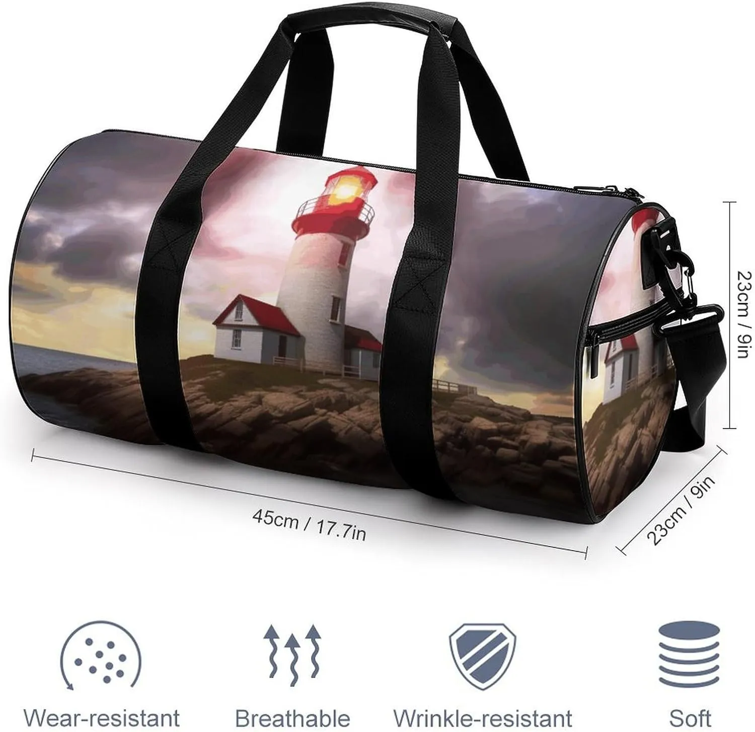 Travel Duffel Bag for Men And Women,Lighthouse Waterproof Sports Fitness Bag Portable Travel Duffel Bag