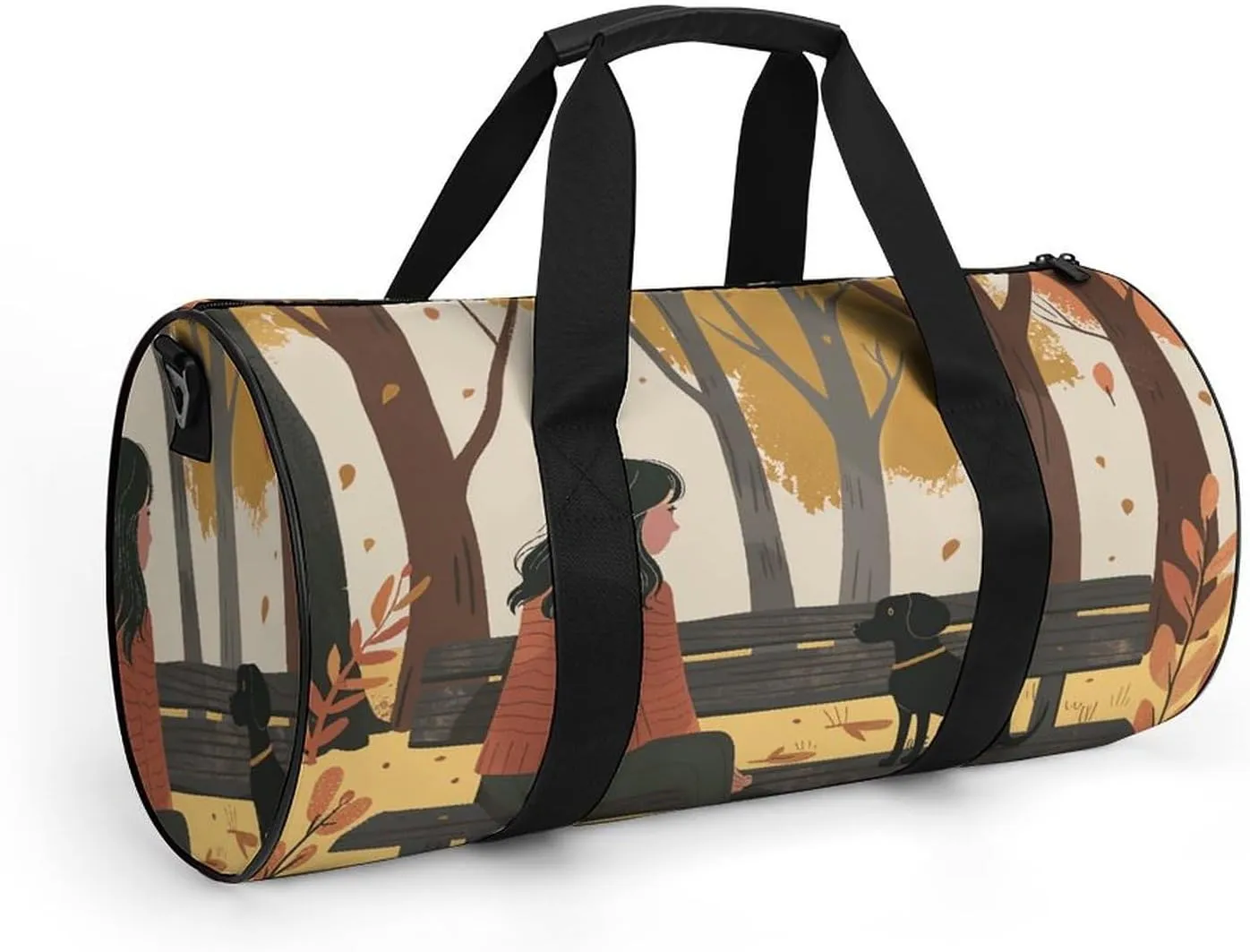 Travel Duffel Bag for Men And Women,On A Park Bench Waterproof Sports Fitness Bag Portable Travel Duffel Bag, 17.7in/9in/9in