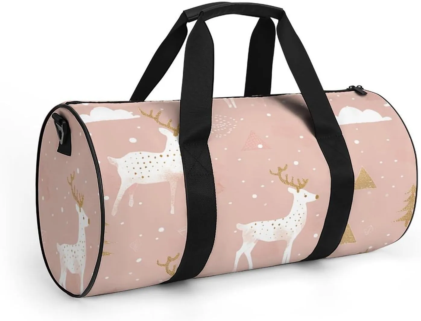 Travel Duffel Bag for Men And Women,Peach Reindeer Pattern Waterproof Sports Fitness Bag Portable Travel Duffel Bag